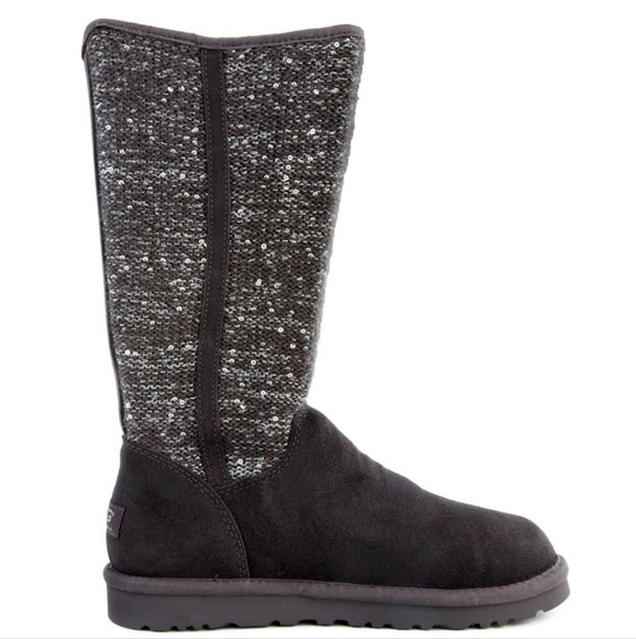 Ugg Camaya Metalic Suede Sequin Knit Boot Designer Shearling Winter Boot #712 - Picture 3 of 17